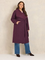 Evans Red Faux Shearling Waterfall Coat - Image 2 of 6