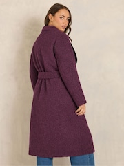 Evans Red Faux Shearling Waterfall Coat - Image 3 of 6