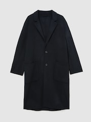 Reiss Navy Eclipse Wool-Blend Blindseam Relaxed-Fit Coat - Image 2 of 6