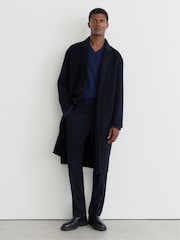 Reiss Navy Eclipse Wool-Blend Blindseam Relaxed-Fit Coat - Image 3 of 6