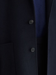 Reiss Navy Eclipse Wool-Blend Blindseam Relaxed-Fit Coat - Image 4 of 6