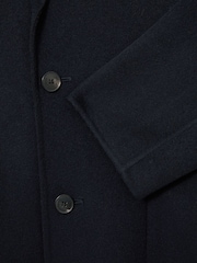Reiss Navy Eclipse Wool-Blend Blindseam Relaxed-Fit Coat - Image 6 of 6