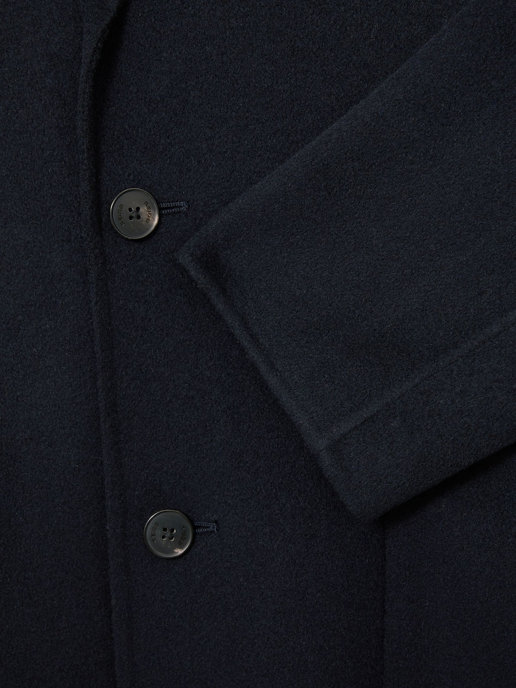 Reiss Navy Eclipse Wool-Blend Blindseam Relaxed-Fit Coat - Image 6 of 6 Reiss Navy Eclipse Wool-Blend Blindseam Relaxed-Fit Coat - Image 6 of 6