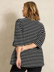 Evans Black Stripe Pintuck Henley Top - Image 3 of 6