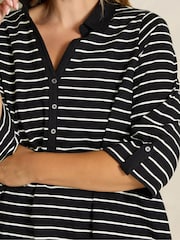 Evans Black Stripe Pintuck Henley Top - Image 4 of 6