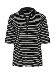 Evans Black Stripe Pintuck Henley Top - Image 5 of 6