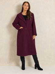 أرجواني - Evans Faux Fur Collar Coat - صورة 3 من 7
