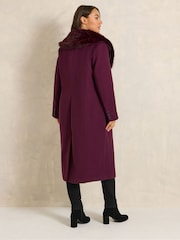 أرجواني - Evans Faux Fur Collar Coat - صورة 4 من 7