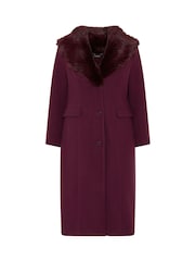 أرجواني - Evans Faux Fur Collar Coat - صورة 6 من 7