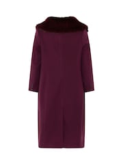 أرجواني - Evans Faux Fur Collar Coat - صورة 7 من 7
