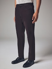 Burgundy Red Dark Slim Fit Soft Touch 5 Pocket Jean Style Trousers - Image 1 of 12