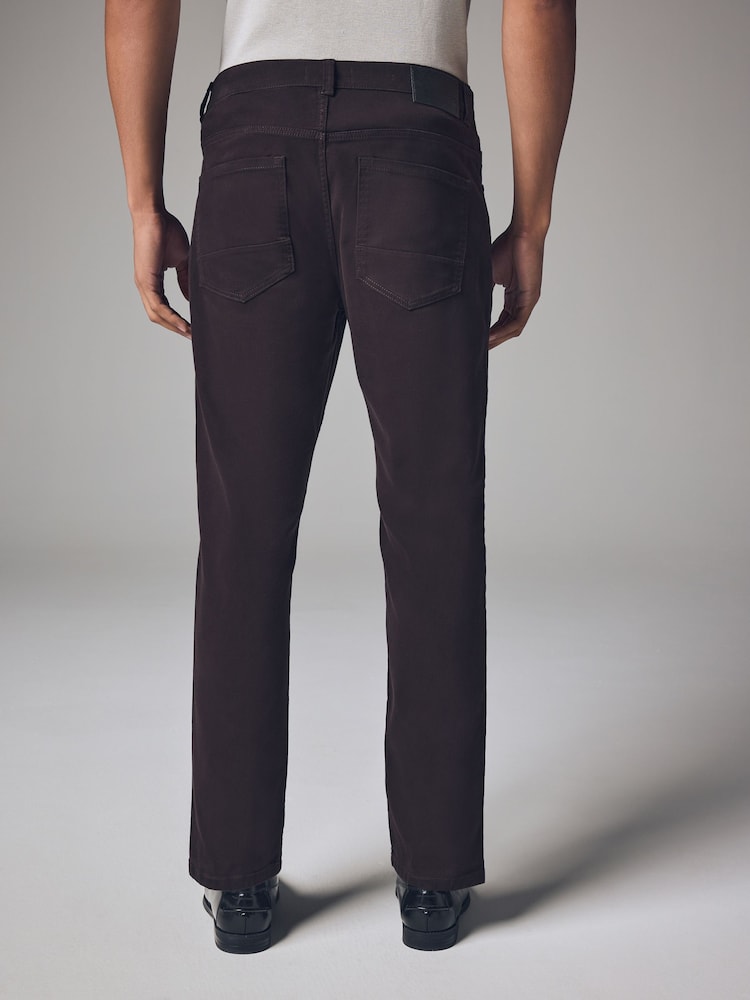 Burgundy Red Dark Slim Fit Soft Touch 5 Pocket Jean Style Trousers - Image 4 of 12