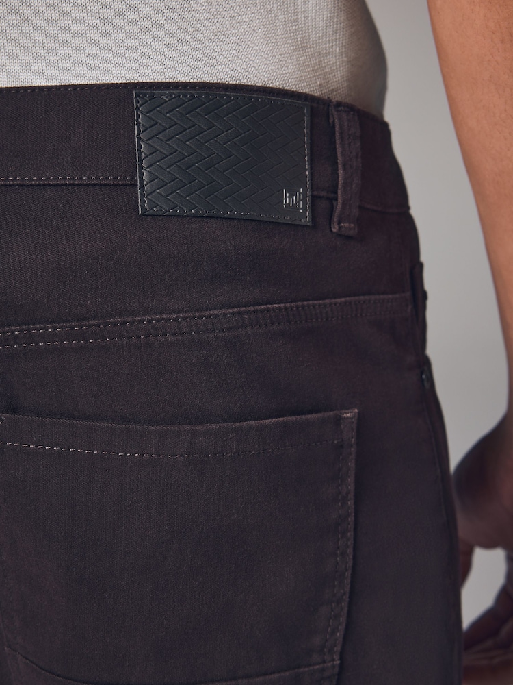 Burgundy Red Dark Slim Fit Soft Touch 5 Pocket Jean Style Trousers - Image 7 of 12