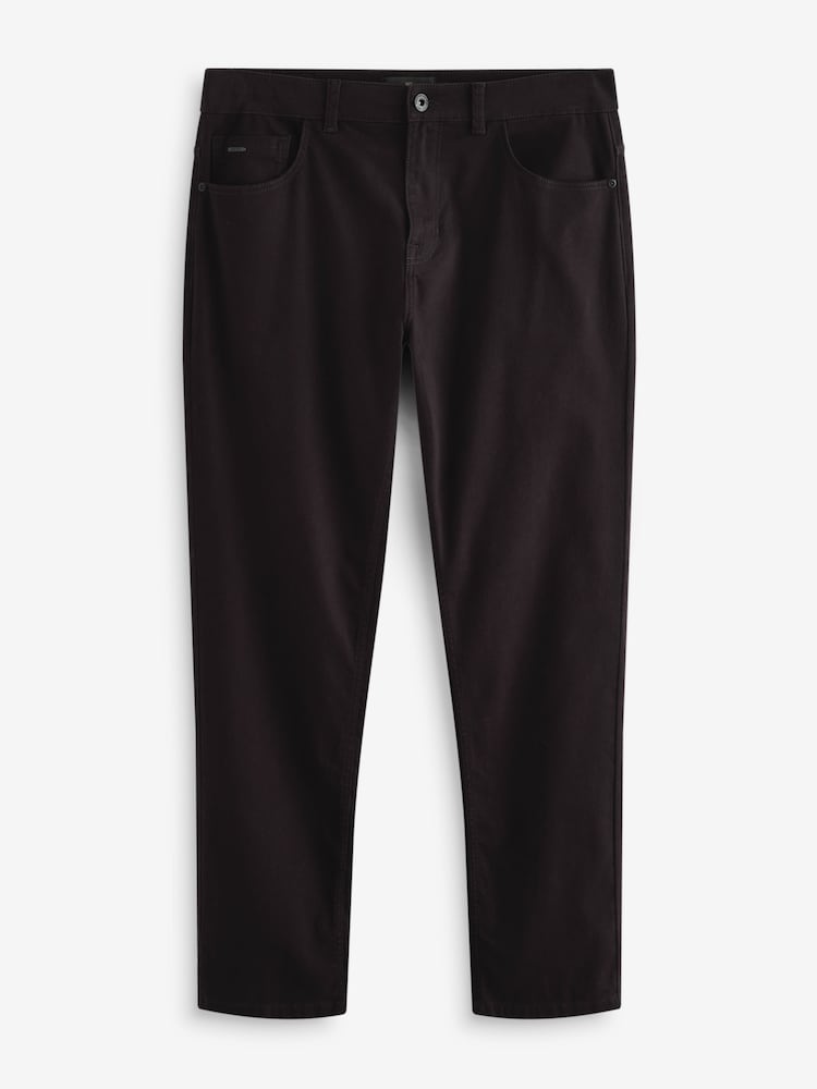 Burgundy Red Dark Slim Fit Soft Touch 5 Pocket Jean Style Trousers - Image 8 of 12