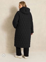 أسود - Evans Quilted Longline Coat - صورة 3 من 6