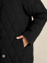 أسود - Evans Quilted Longline Coat - صورة 4 من 6