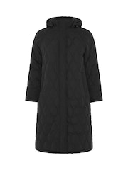 أسود - Evans Quilted Longline Coat - صورة 5 من 6