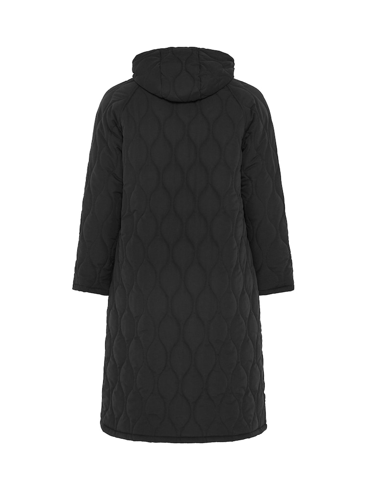 أسود - Evans Quilted Longline Coat - صورة 6 من 6 أسود - Evans Quilted Longline Coat - صورة 6 من 6