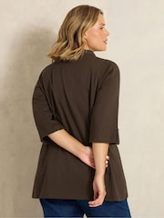 Evans Brown Pintuck Henley Top - Image 3 of 6