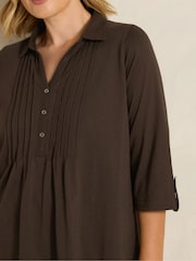 Evans Brown Pintuck Henley Top - Image 4 of 6