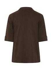 Evans Brown Pintuck Henley Top - Image 6 of 6