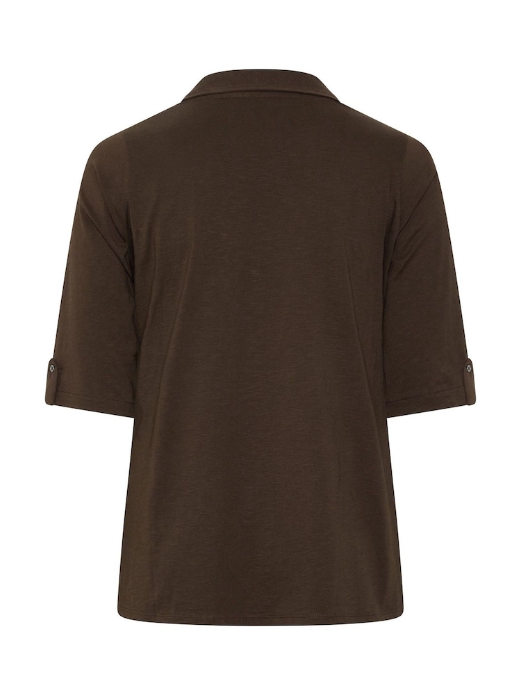 Evans Brown Pintuck Henley Top - Image 6 of 6 Evans Brown Pintuck Henley Top - Image 6 of 6
