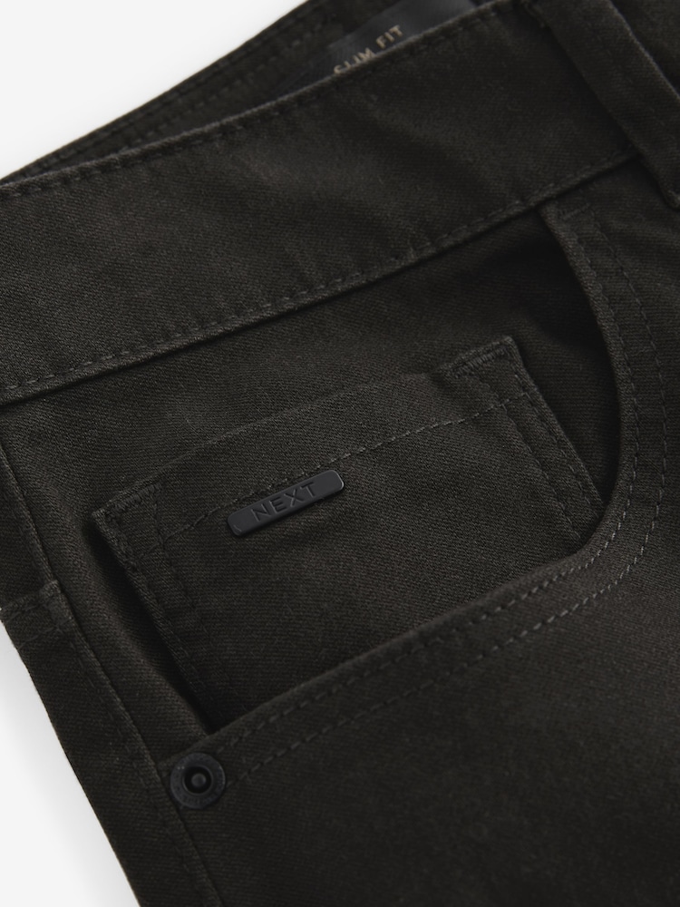 Green Khaki Slim Fit Soft Touch 5 Pocket Jean Style Trousers - Image 11 of 12