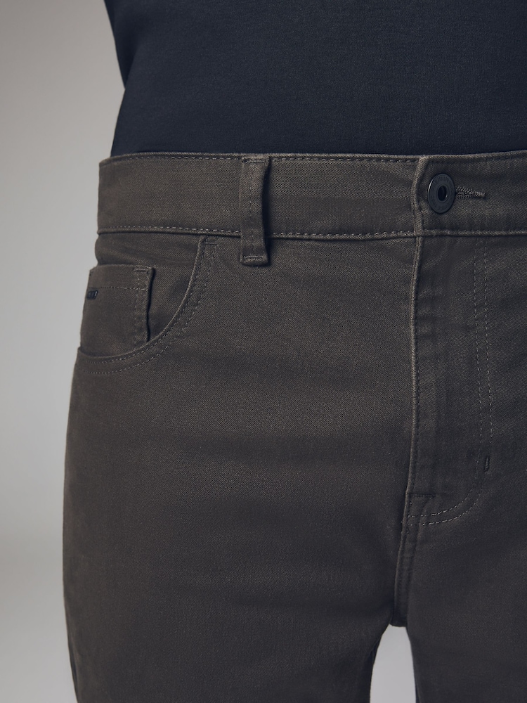 Green Khaki Slim Fit Soft Touch 5 Pocket Jean Style Trousers - Image 6 of 12