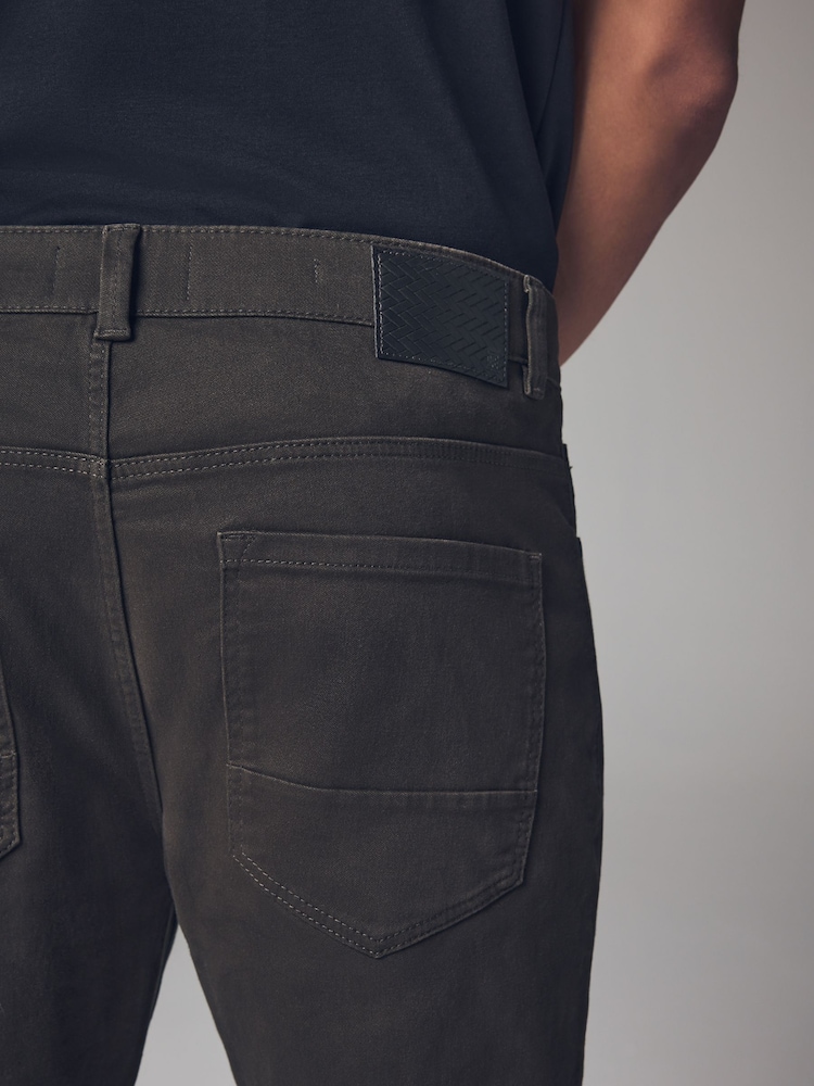 Green Khaki Slim Fit Soft Touch 5 Pocket Jean Style Trousers - Image 7 of 12