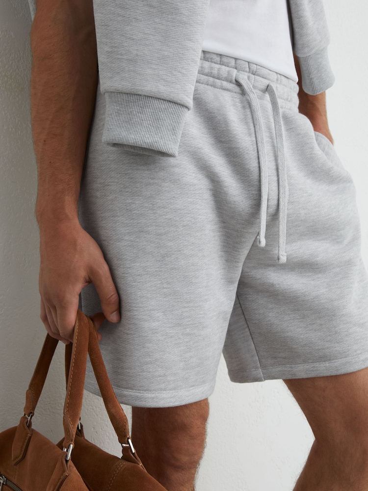 Reiss Grey Vex Heavyweight Cotton-Blend Relaxed-Fit Shorts - Image 1 of 6