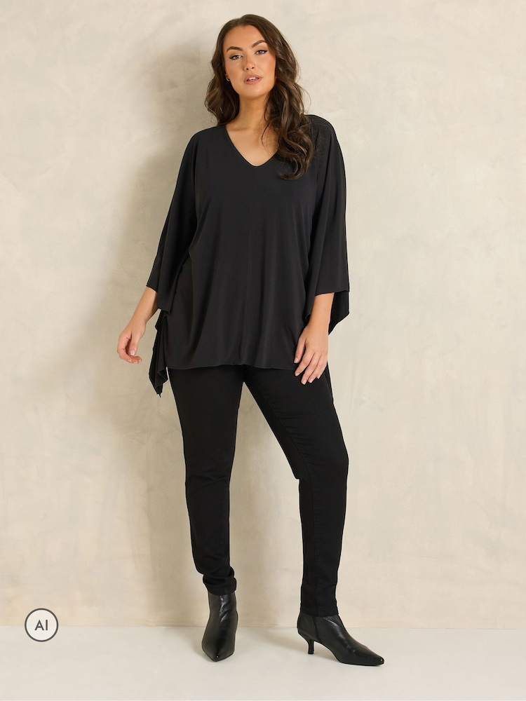 블랙 - Evans Jersey Cape Top - 6의 이미지 2