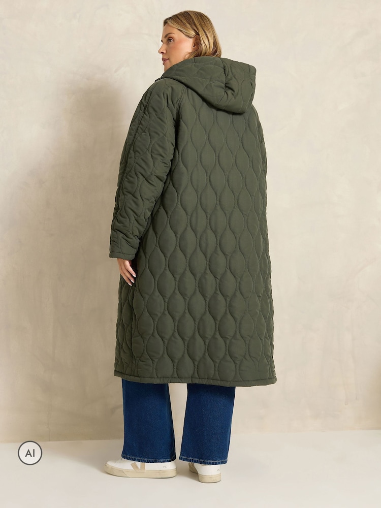 أخضر - Evans Quilted Longline Coat - صورة 2 من 6 أخضر - Evans Quilted Longline Coat - صورة 2 من 6