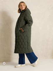 أخضر - Evans Quilted Longline Coat - صورة 3 من 6