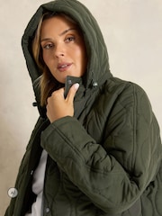 أخضر - Evans Quilted Longline Coat - صورة 4 من 6