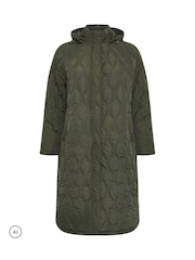 أخضر - Evans Quilted Longline Coat - صورة 5 من 6