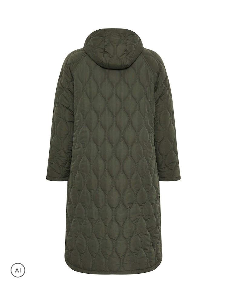 أخضر - Evans Quilted Longline Coat - صورة 6 من 6 أخضر - Evans Quilted Longline Coat - صورة 6 من 6