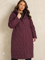 Evans Red Quilted Longline Coat - Image 1 of 6