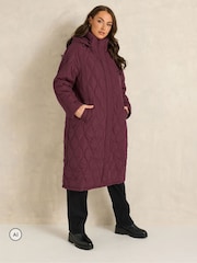Evans Red Quilted Longline Coat - Image 2 of 6