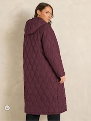 Evans Red Quilted Longline Coat - Image 3 of 6