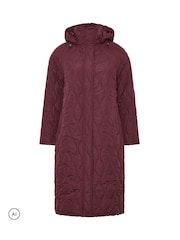 Evans Red Quilted Longline Coat - Image 5 of 6