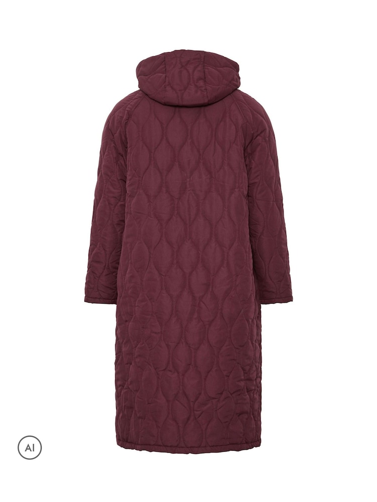 Evans Red Quilted Longline Coat - Image 6 of 6 Evans Red Quilted Longline Coat - Image 6 of 6