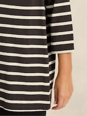Evans Brown Stripe V-Neck Cotton Top - Image 4 of 6