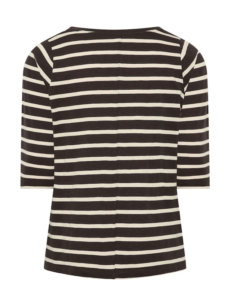 Evans Brown Stripe V-Neck Cotton Top - Image 6 of 6 Evans Brown Stripe V-Neck Cotton Top - Image 6 of 6