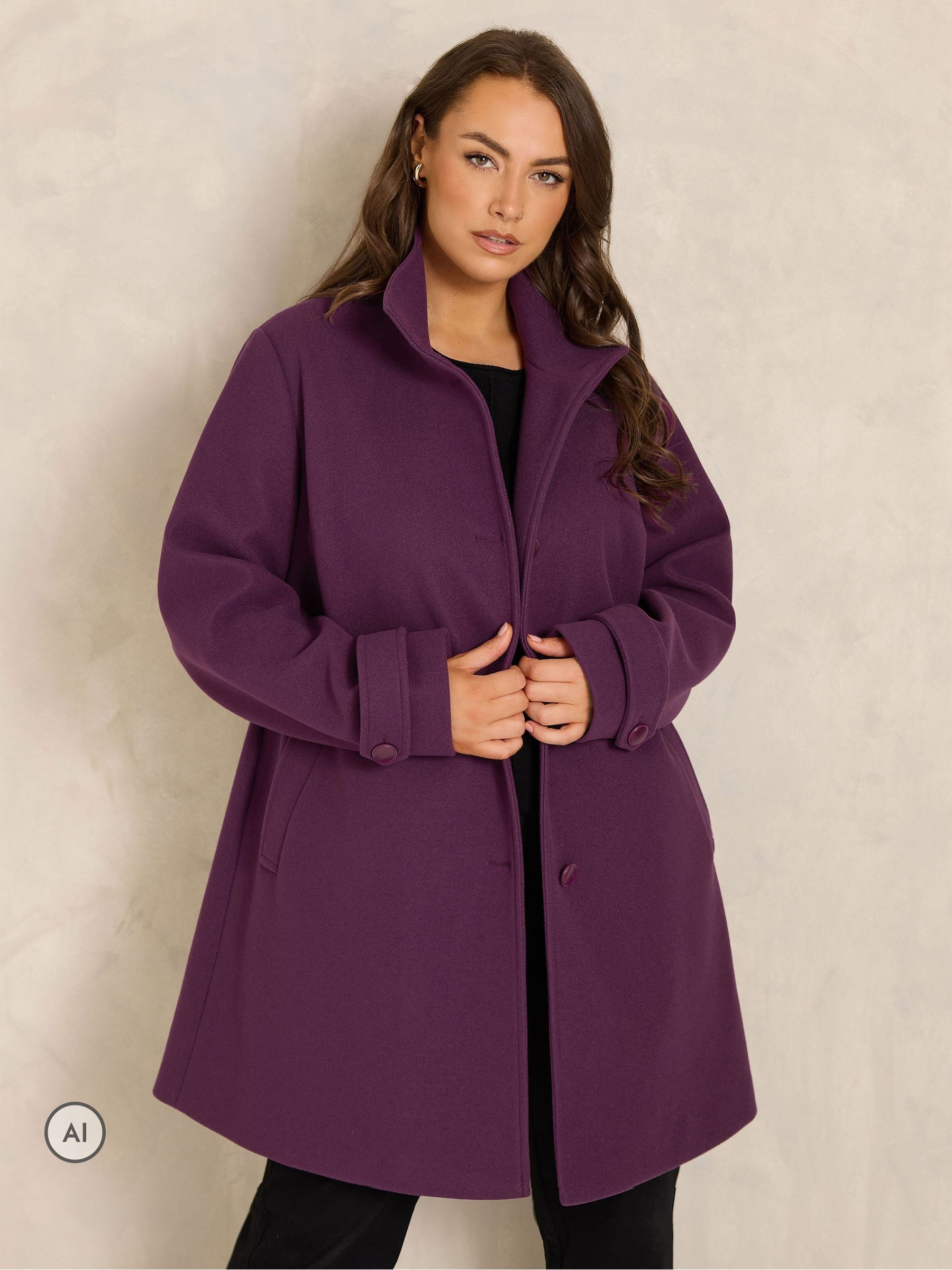 Evans Women's Purple Funnel Coat - Image 1