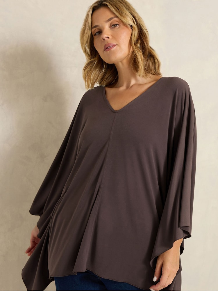 브라운 - Evans Jersey Cape Top - 6의 이미지 1