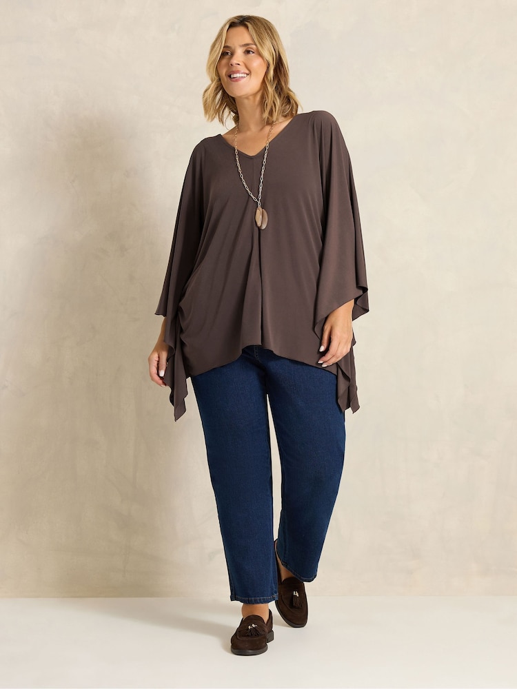 브라운 - Evans Jersey Cape Top - 6의 이미지 2