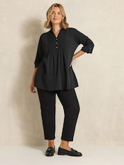 Evans Black Pintuck Henley Top - Image 2 of 6