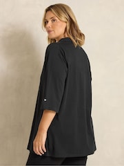 Evans Black Pintuck Henley Top - Image 3 of 6