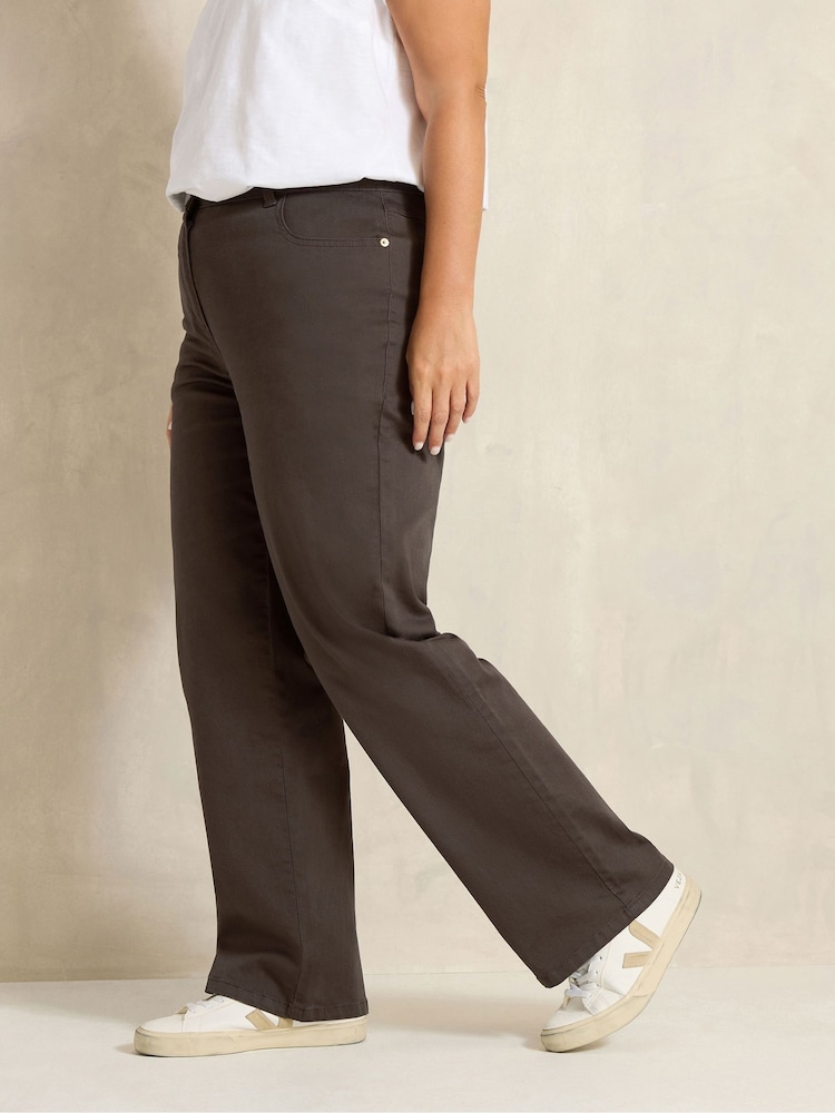 Evans Brown Premium Wide Leg Jeans - Image 1 of 6 Evans Brown Premium Wide Leg Jeans - Image 1 of 6