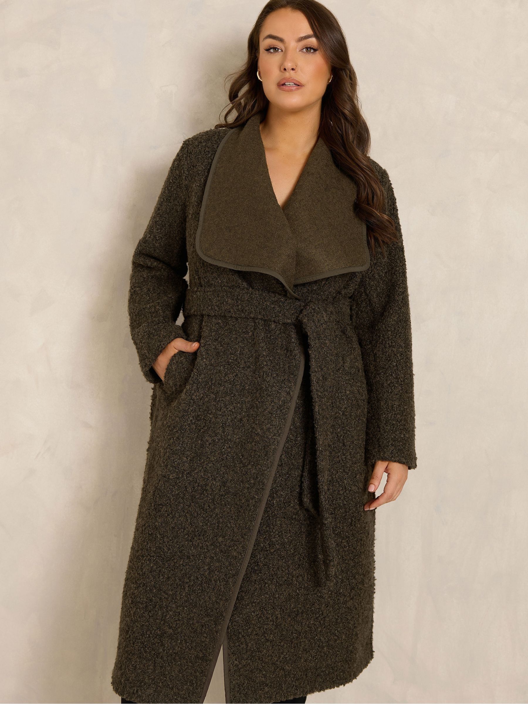 Evans Women's Brown Plus Boucle Waterfall Coat Size 30-32 - Image 2